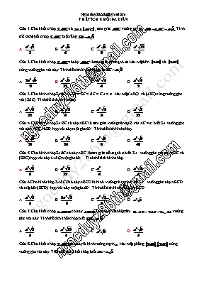 Câu hỏi trắc nghiệm Hình học 12 - Chủ đề Thể tích tích khối đa diện